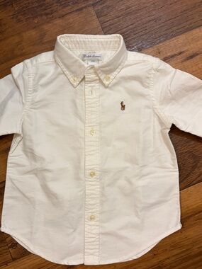 Ralph Lauren Cream Polo Pony Button-Down Shirt for Kids